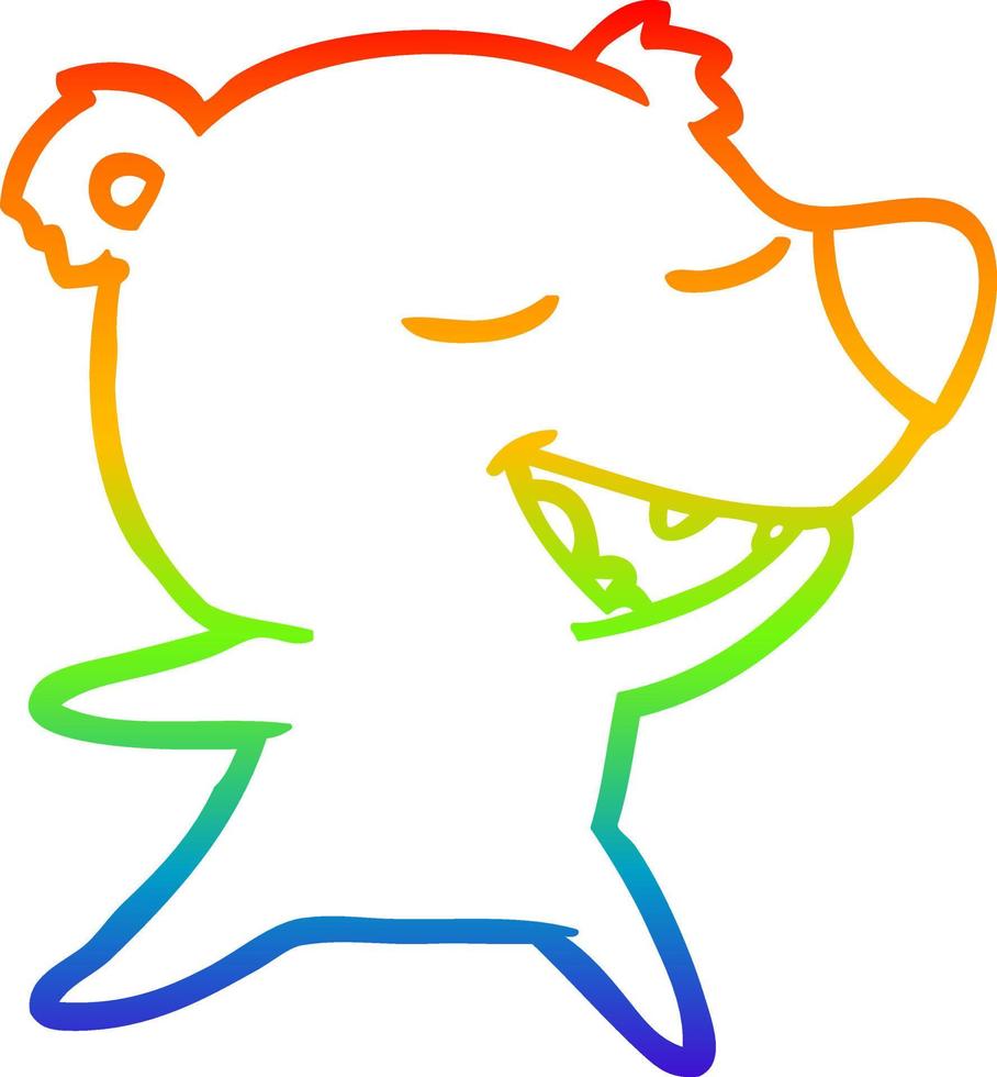 rainbow gradient line drawing cartoon bear vector