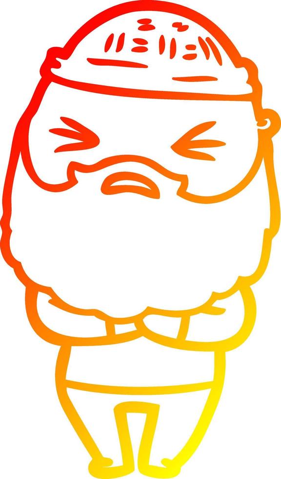 warm gradient line drawing cartoon man with beard vector