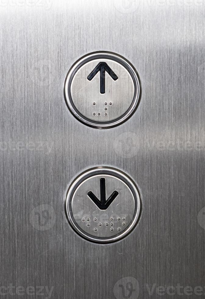 Arrow symbol with the braille on the push button. photo