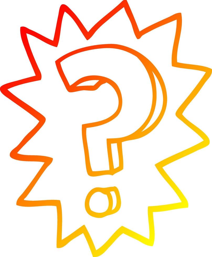 warm gradient line drawing cartoon question mark vector