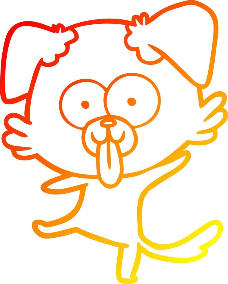 warm gradient line drawing funny cartoon dancing dog vector