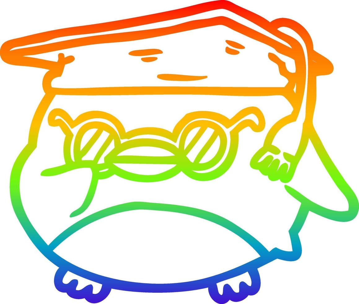 rainbow gradient line drawing clever old owl vector