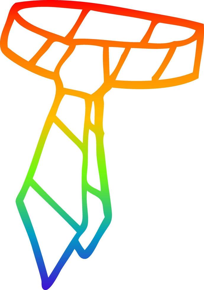 corbata a rayas de dibujos animados de dibujo de línea de degradado de arco iris vector
