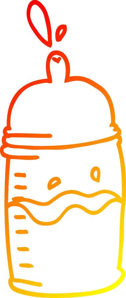 warm gradient line drawing cartoon baby bottle vector