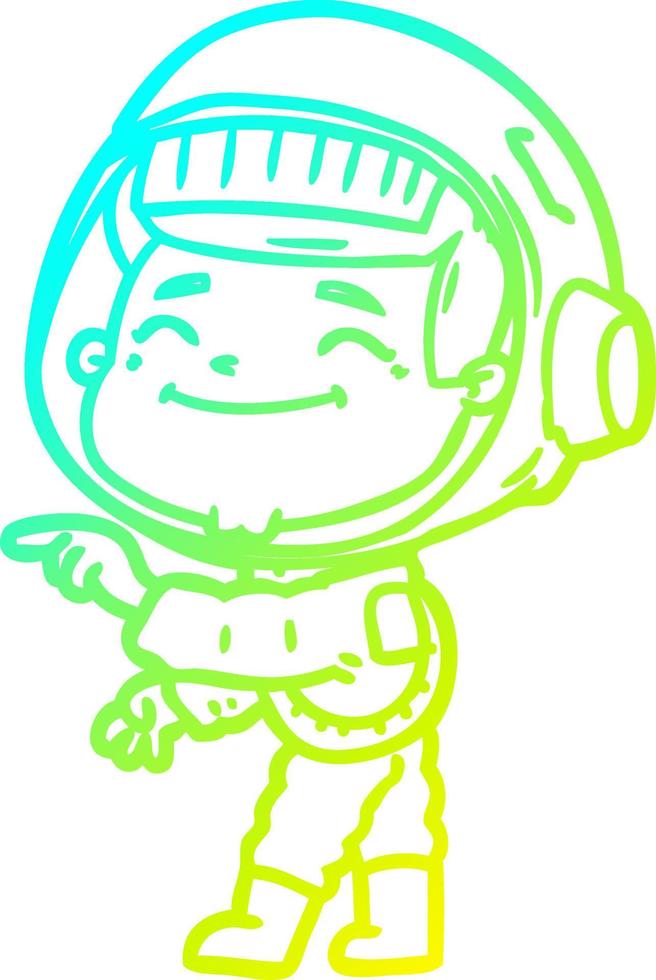 cold gradient line drawing happy cartoon astronaut vector
