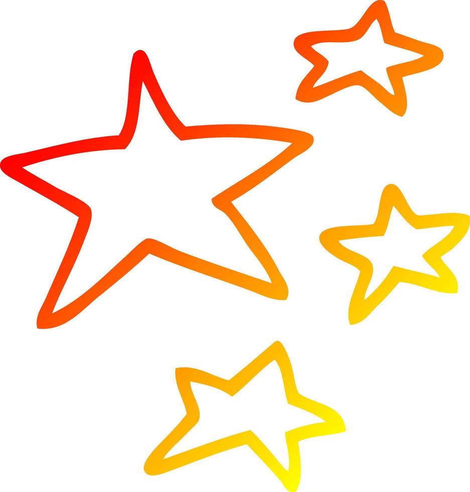 warm gradient line drawing cartoon stars vector