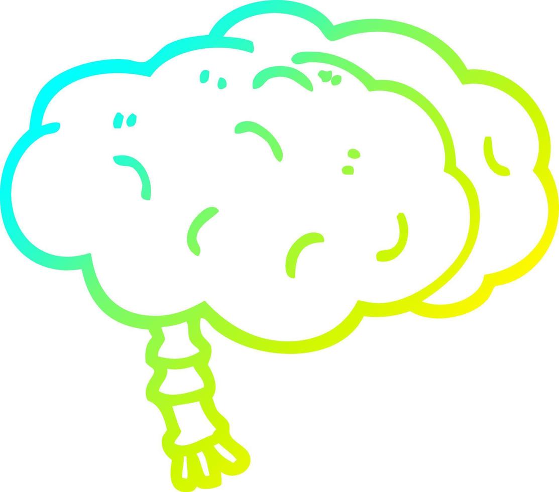 cold gradient line drawing cartoon brain vector