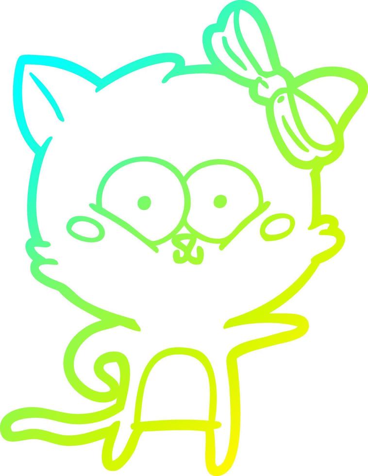 cold gradient line drawing cartoon cat vector
