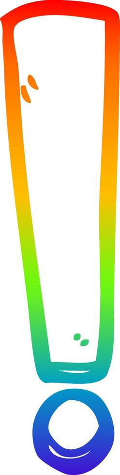 rainbow gradient line drawing cartoon exclamation mark vector