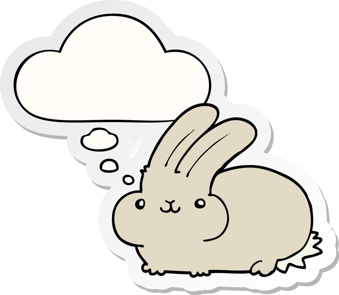 cartoon rabbit and thought bubble as a printed sticker vector