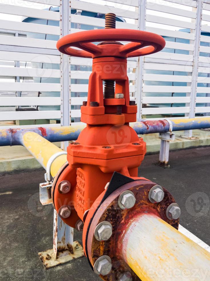 Large water valve with the handle wheel. photo