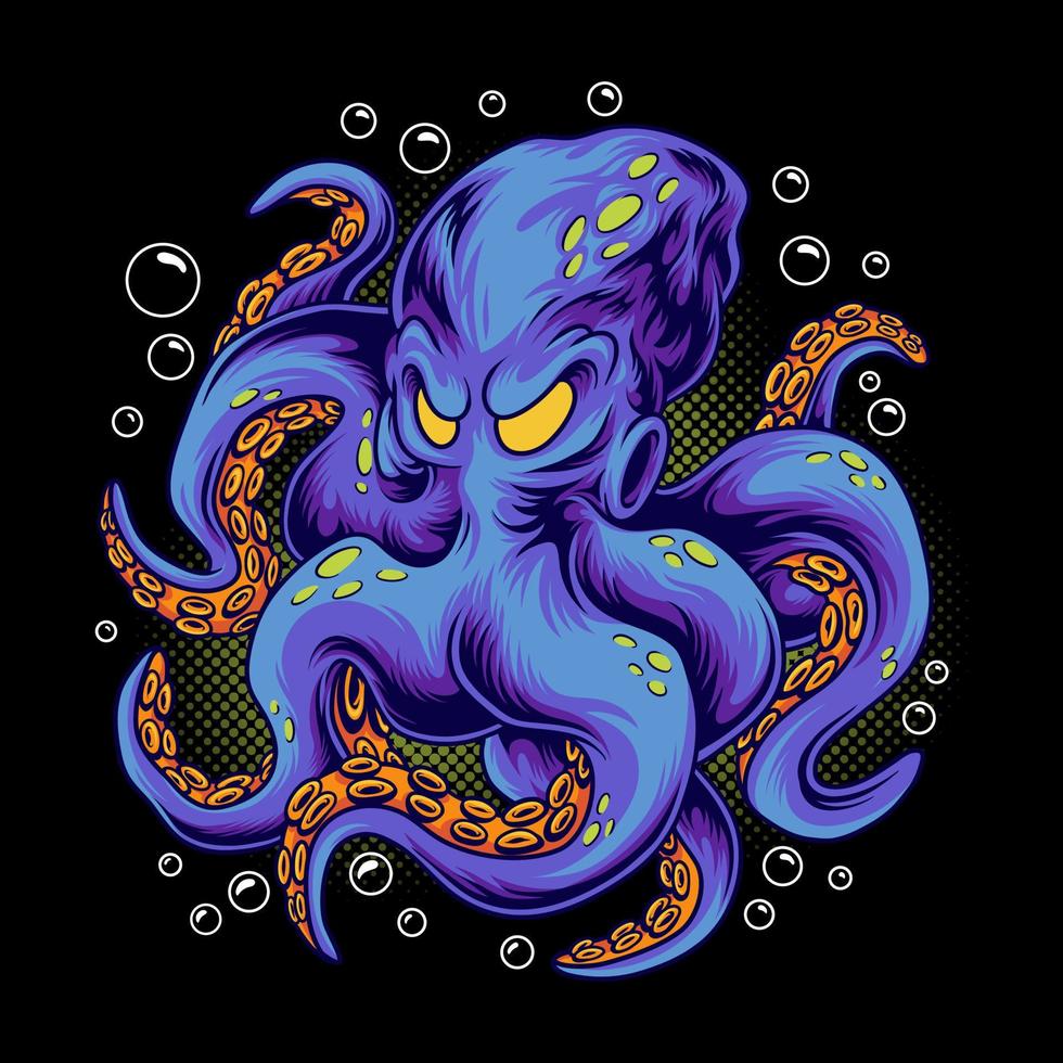 Octopus monster under the sea vector