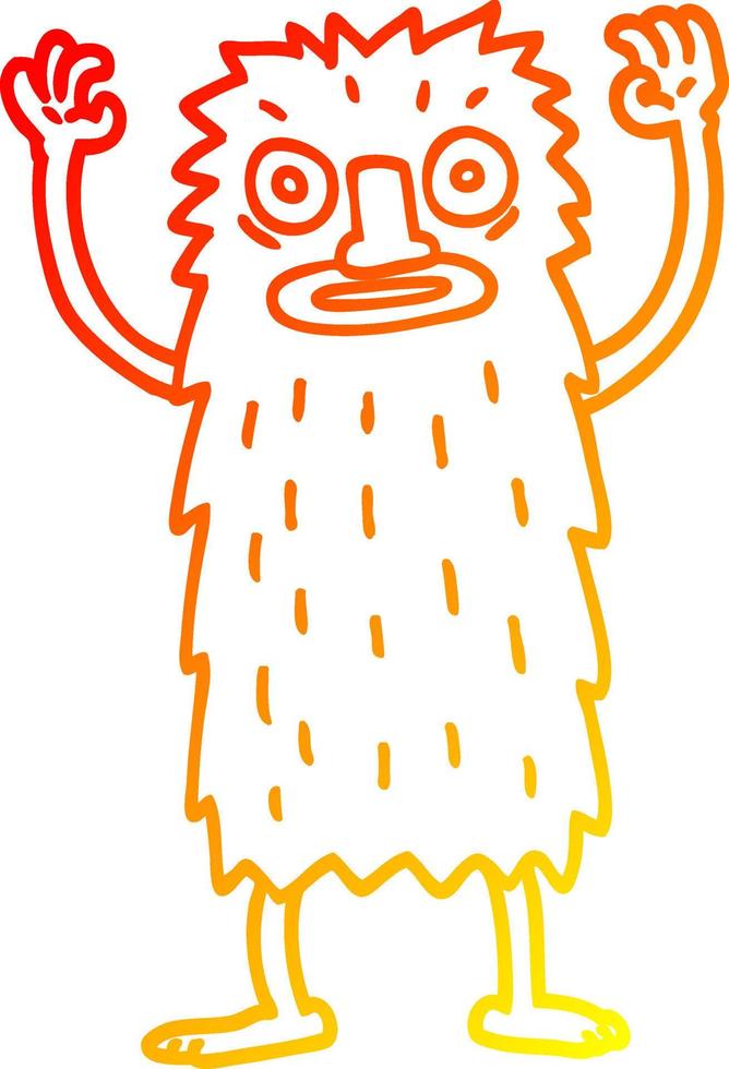 warm gradient line drawing cartoon bigfoot creature vector