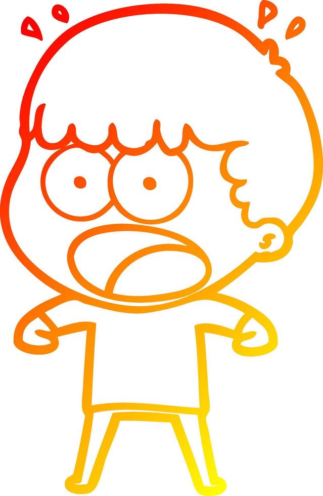 warm gradient line drawing cartoon shocked man vector