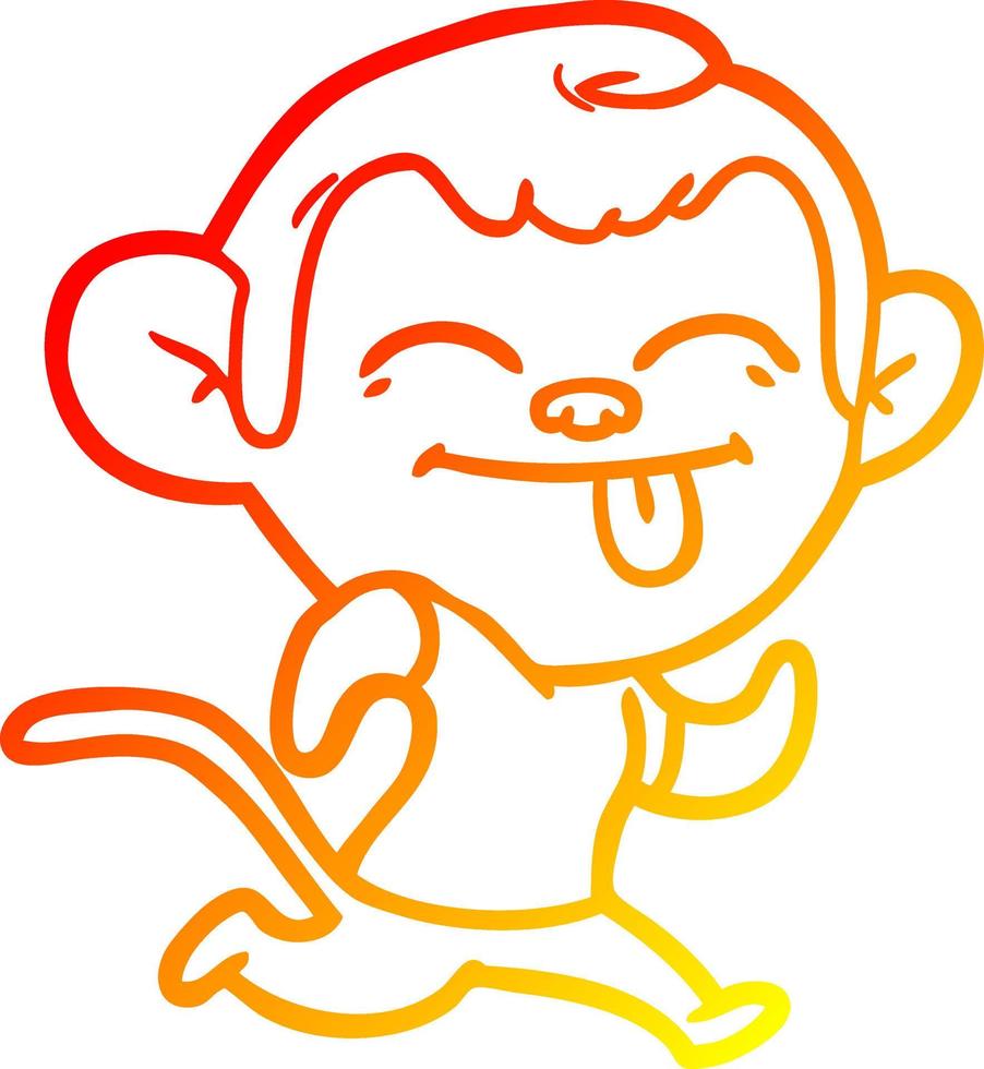 warm gradient line drawing funny cartoon monkey vector