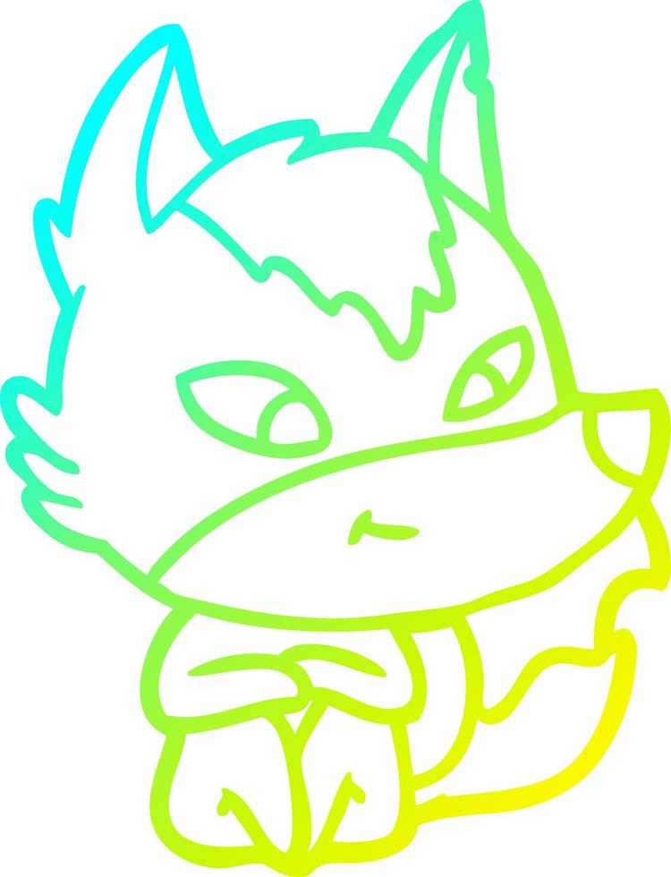 cold gradient line drawing friendly cartoon wolf vector
