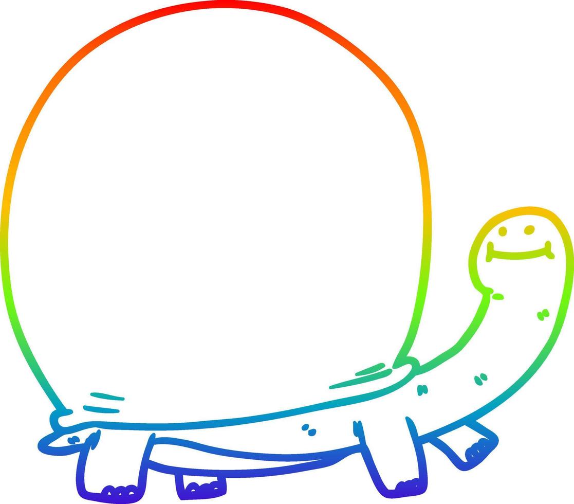 tortuga de dibujos animados de dibujo de línea de degradado de arco iris vector