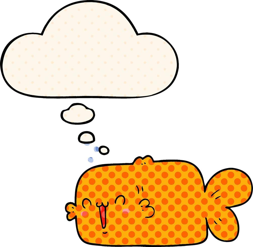 cartoon fish and thought bubble in comic book style vector