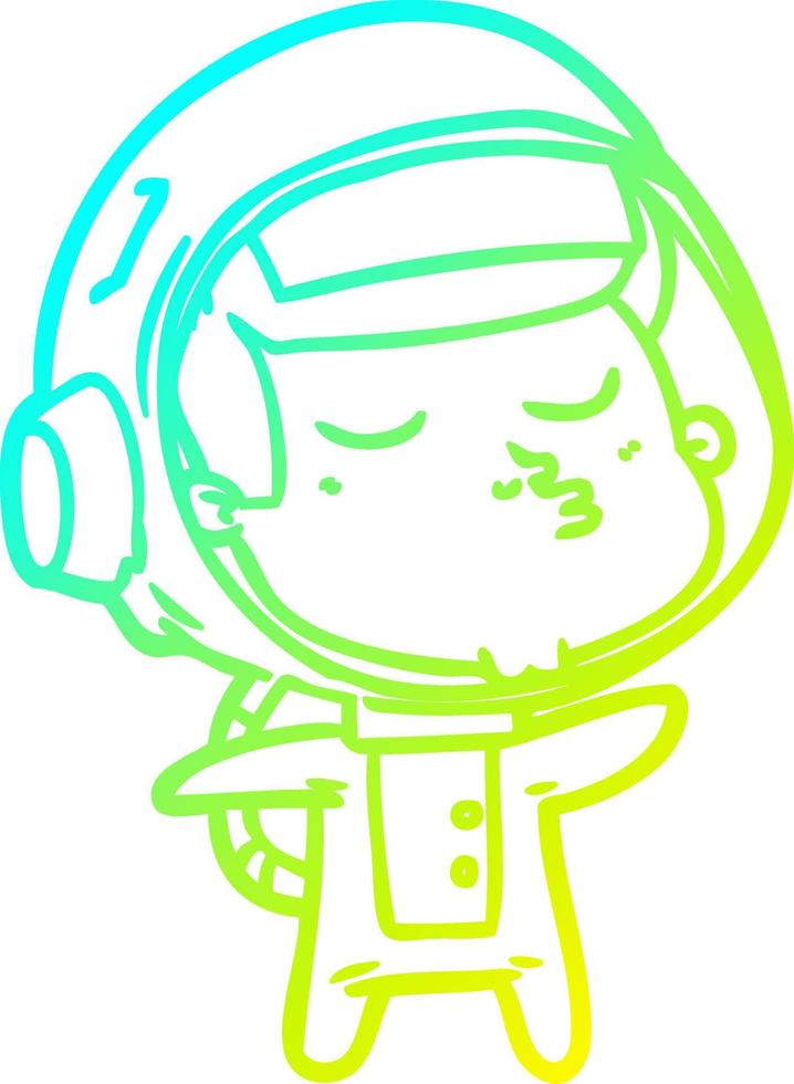 cold gradient line drawing cartoon confident astronaut vector