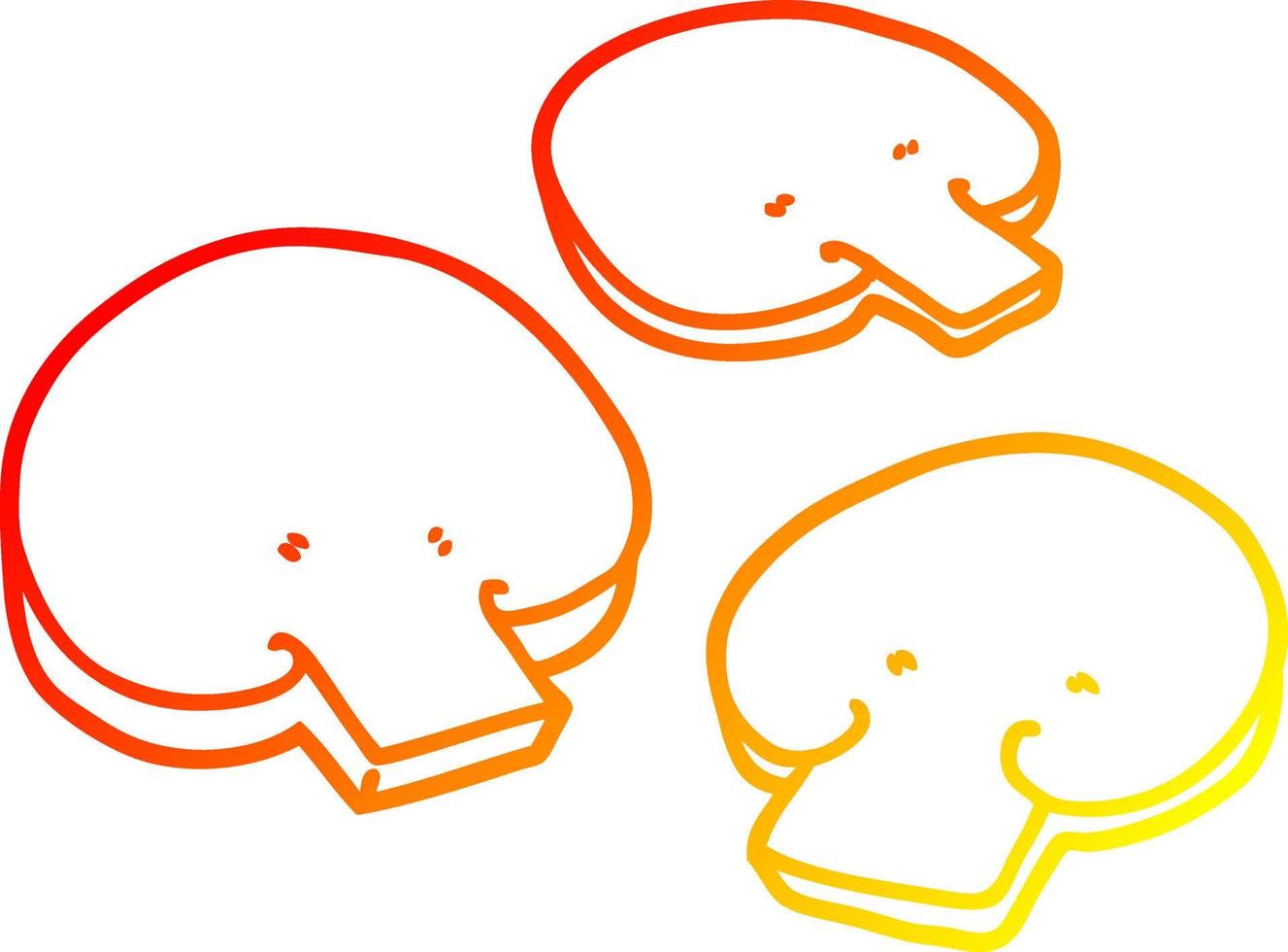 warm gradient line drawing cartoon mushrooms vector