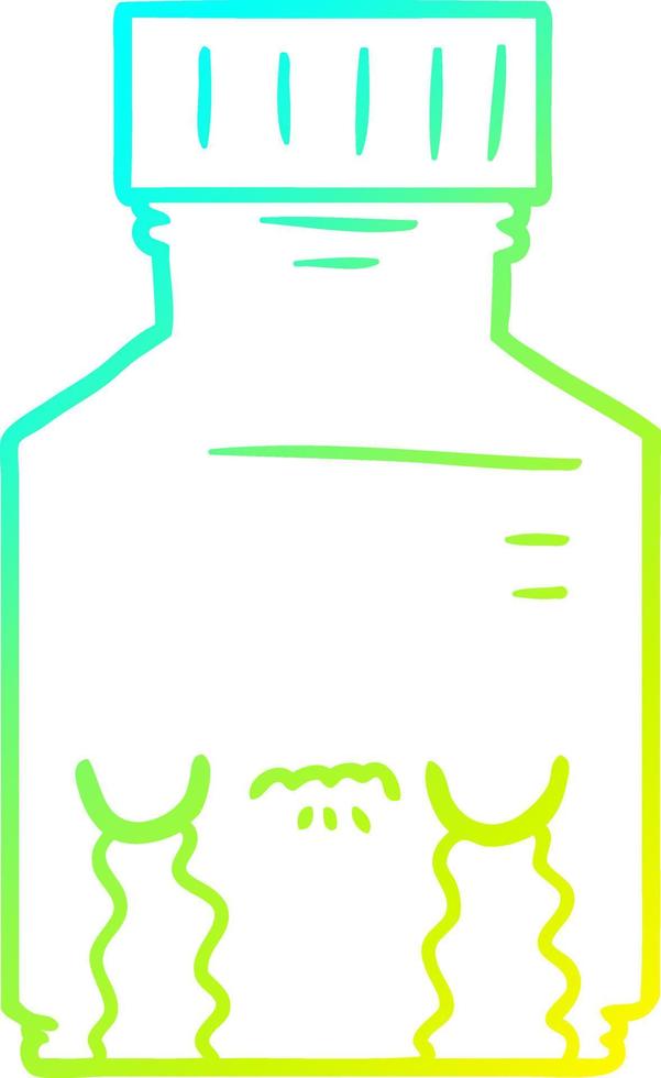 cold gradient line drawing cartoon pill jar vector