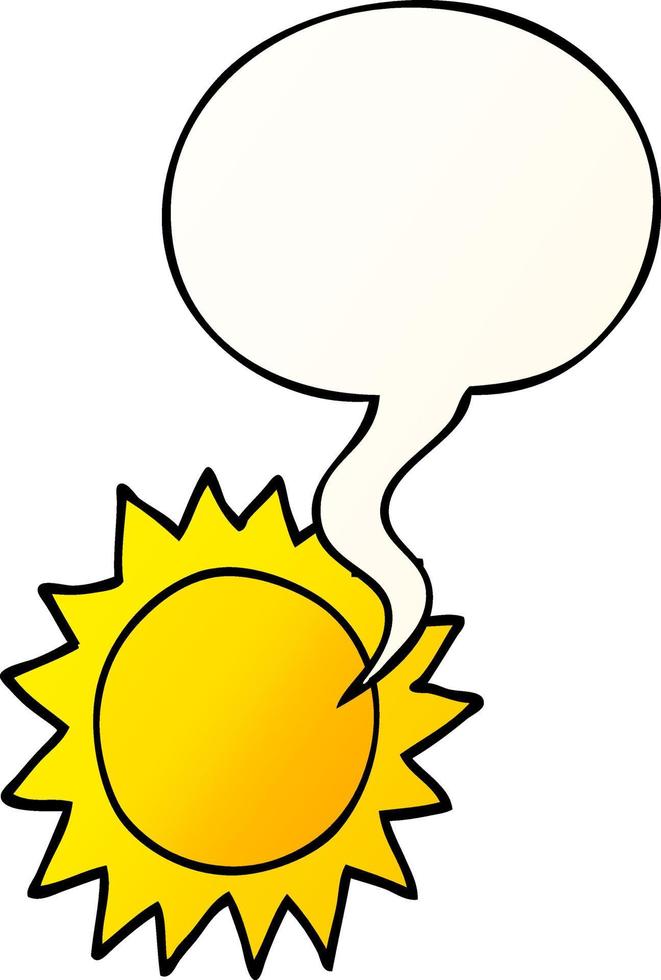 cartoon sun and speech bubble in smooth gradient style vector