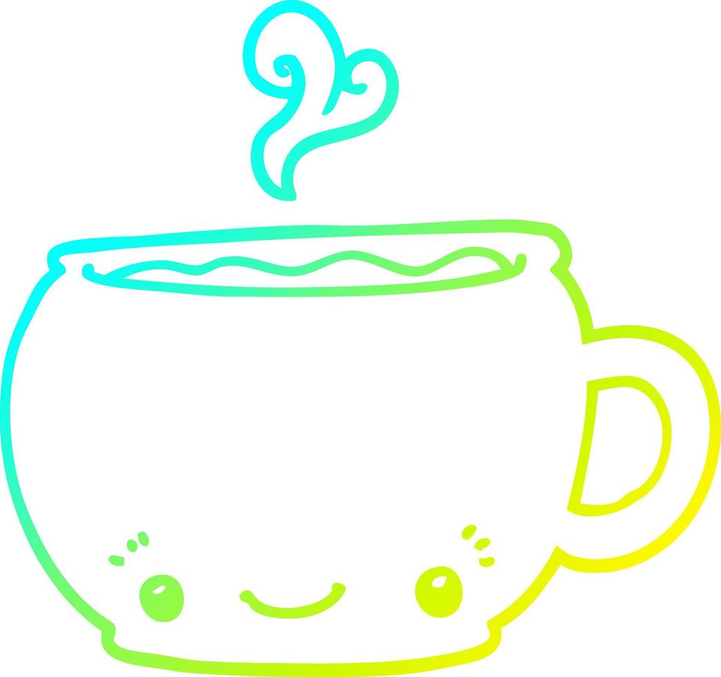 cold gradient line drawing cartoon hot cup of coffee vector