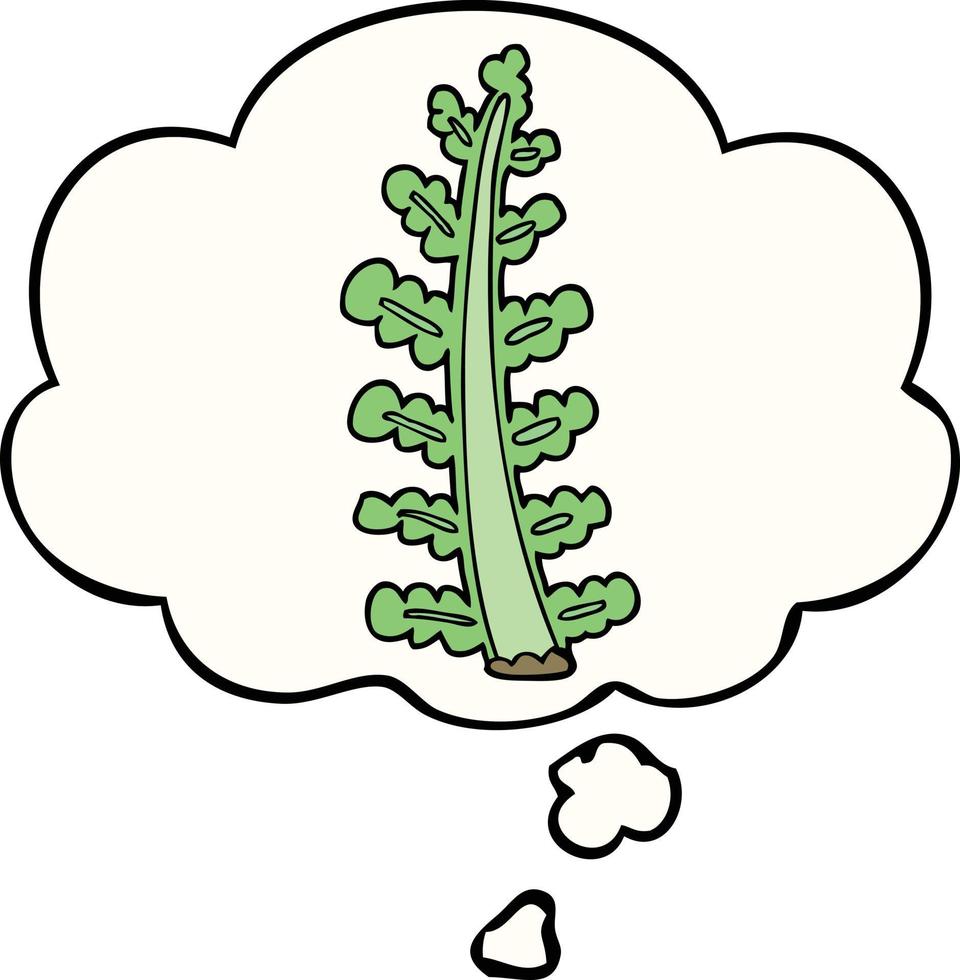 cartoon plant and thought bubble vector