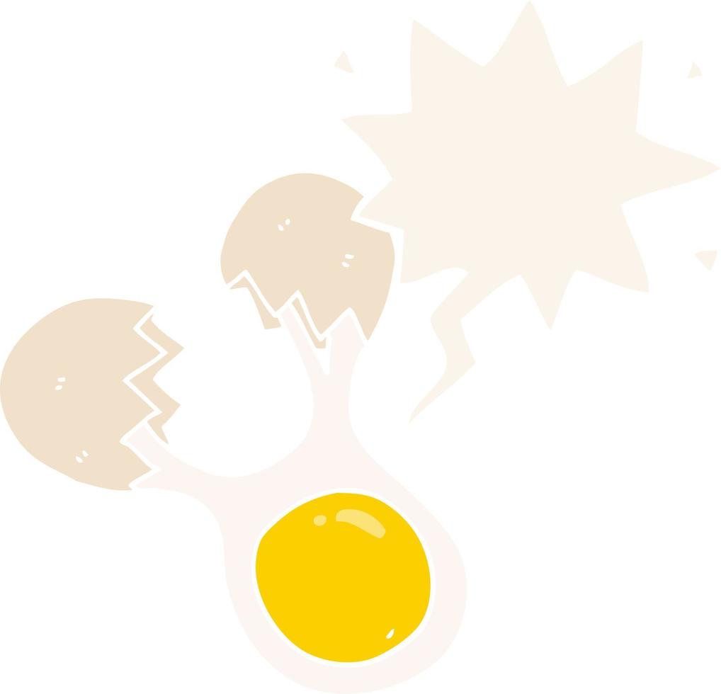 cartoon cracked egg and speech bubble in retro style vector