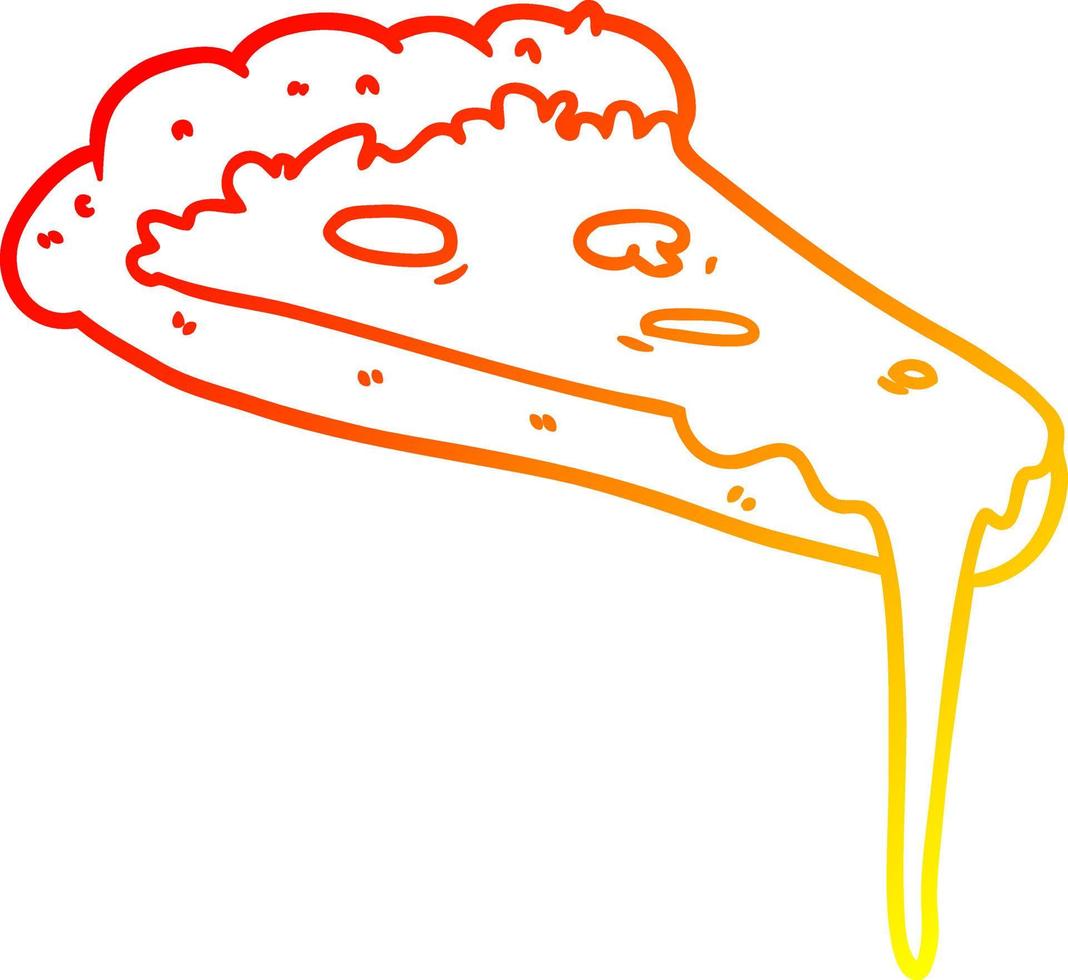 warm gradient line drawing cartoon slice of pizza vector