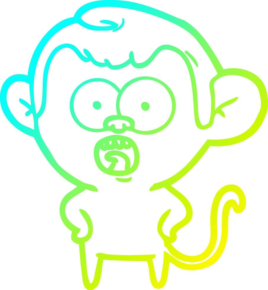 cold gradient line drawing cartoon shocked monkey vector