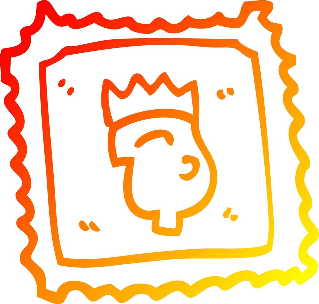 warm gradient line drawing cartoon stamp with royal face vector