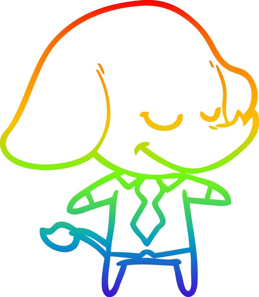 rainbow gradient line drawing cartoon smiling elephant manager vector