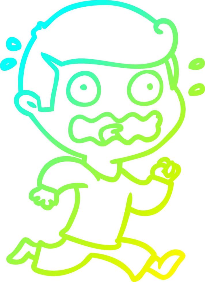 cold gradient line drawing cartoon man totally stressed out vector