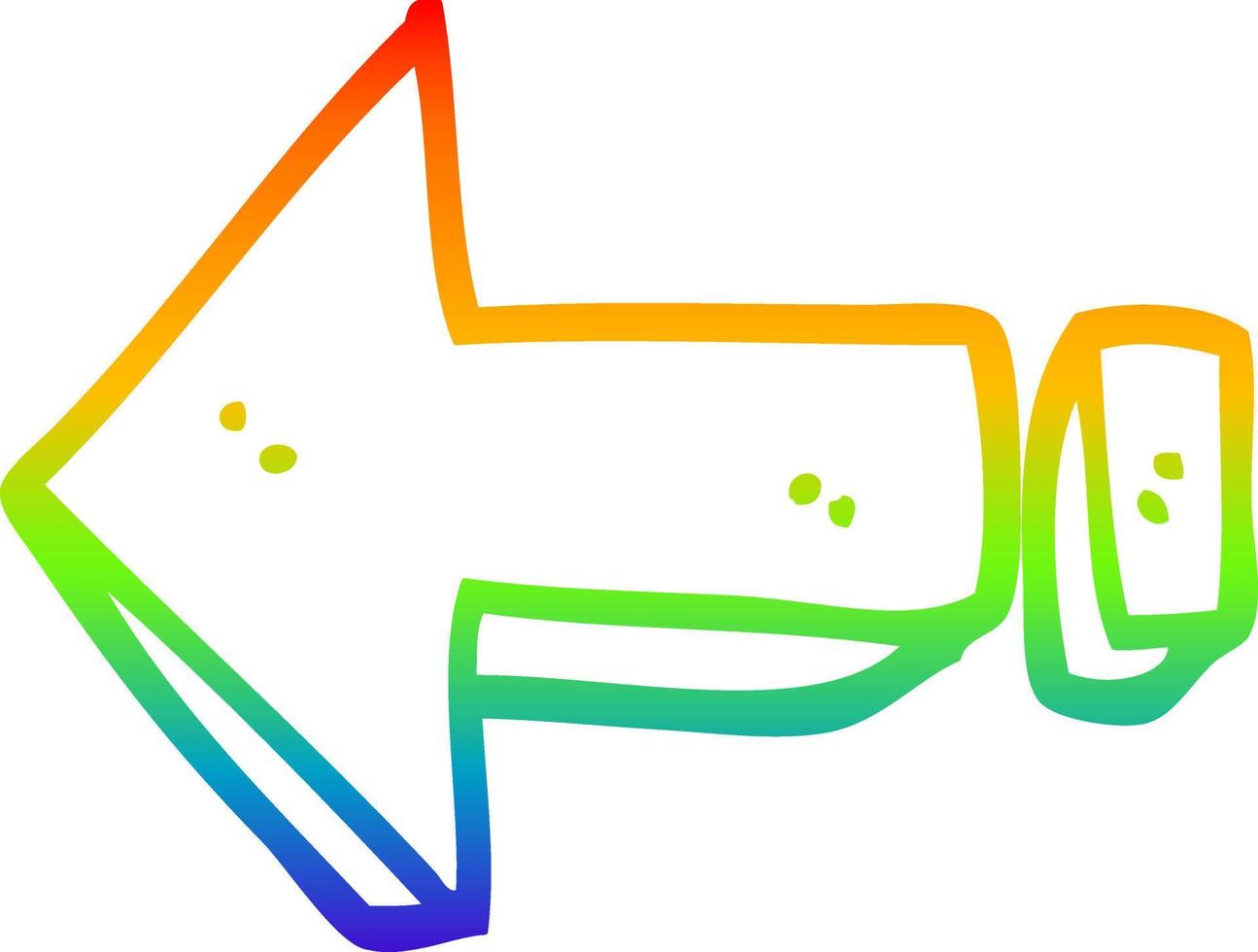 rainbow gradient line drawing cartoon arrow pointing direction vector