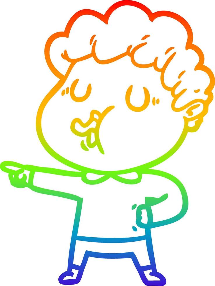 rainbow gradient line drawing cartoon man singing vector