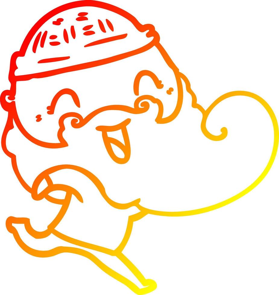 warm gradient line drawing happy bearded man vector