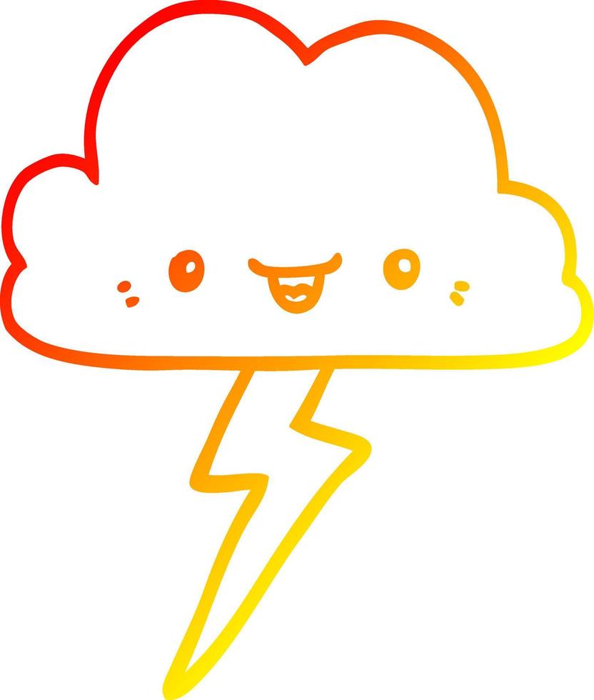 warm gradient line drawing cartoon storm cloud vector