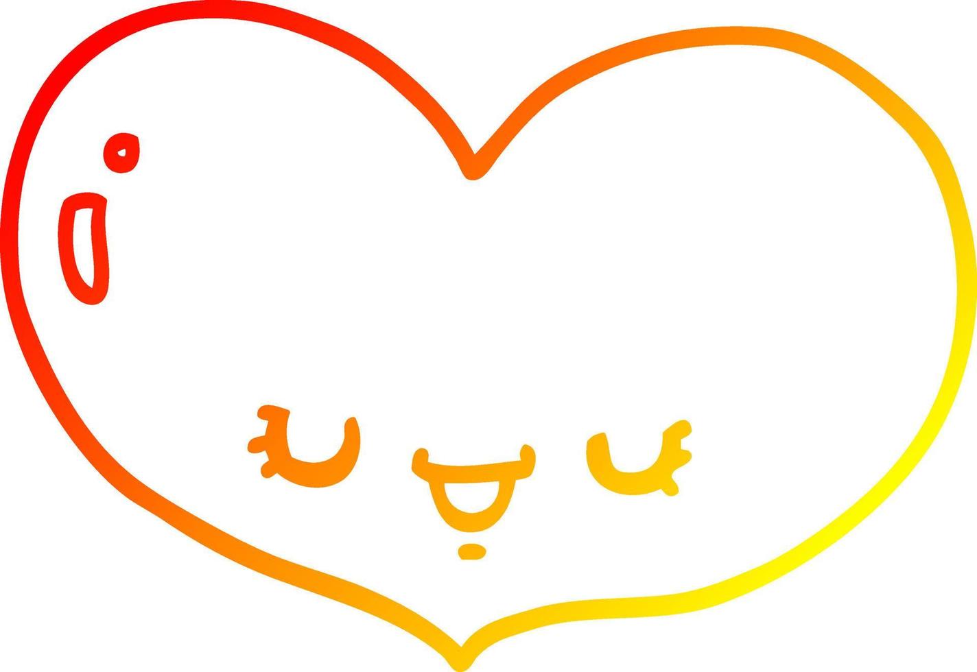 warm gradient line drawing cartoon love heart character vector