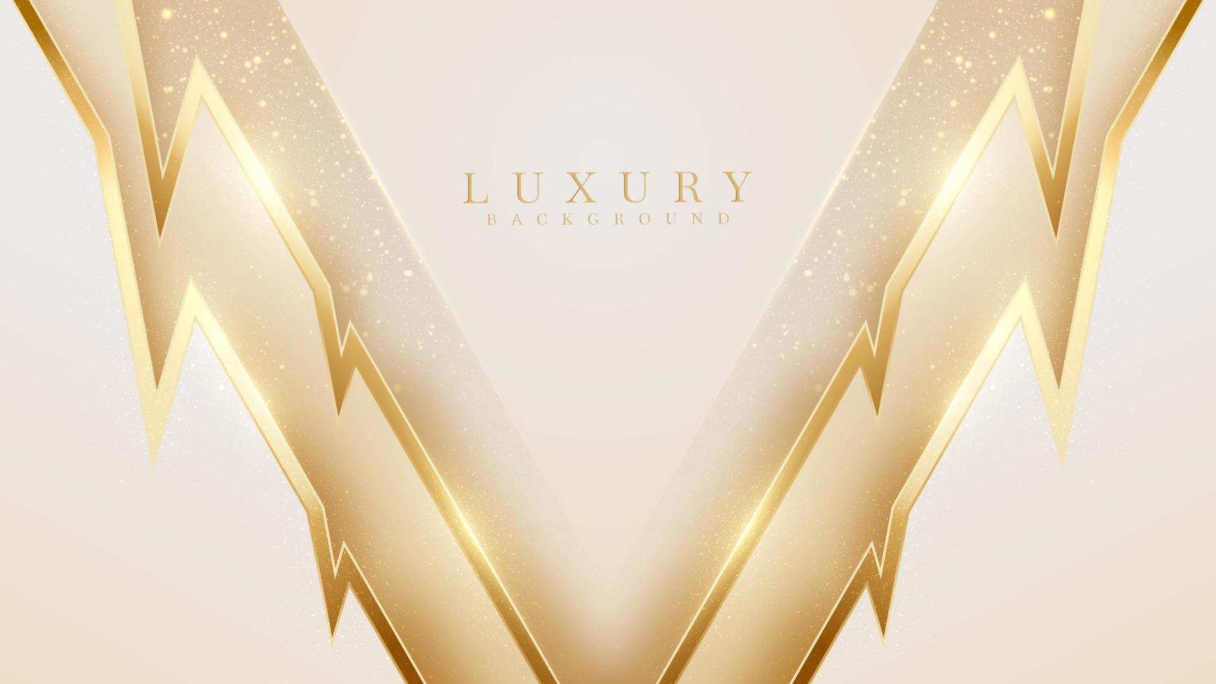 Luxury background with wavy gold line element with glitter light effect decoration. vector