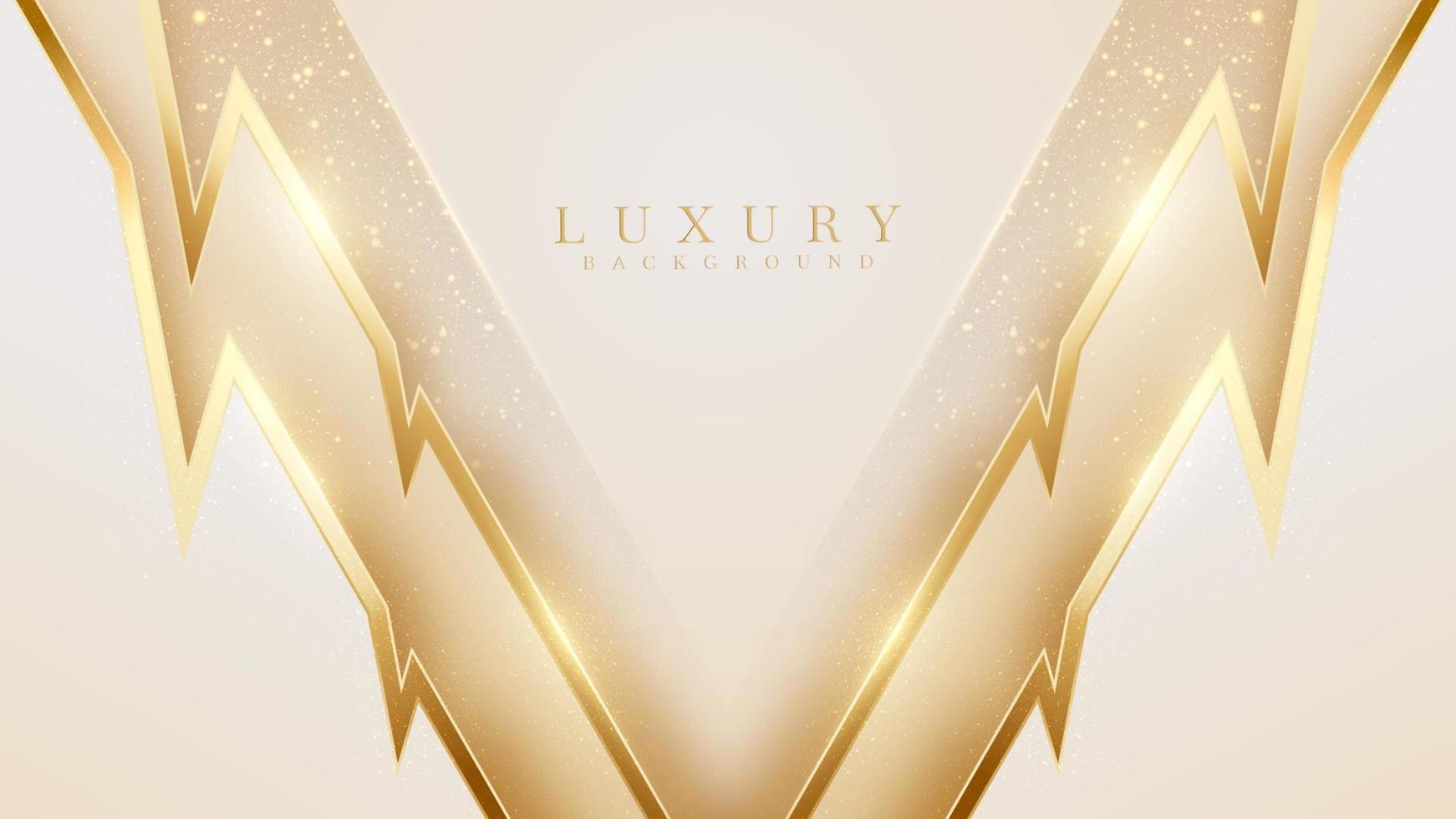 Luxury background with wavy gold line element with glitter light effect decoration. vector