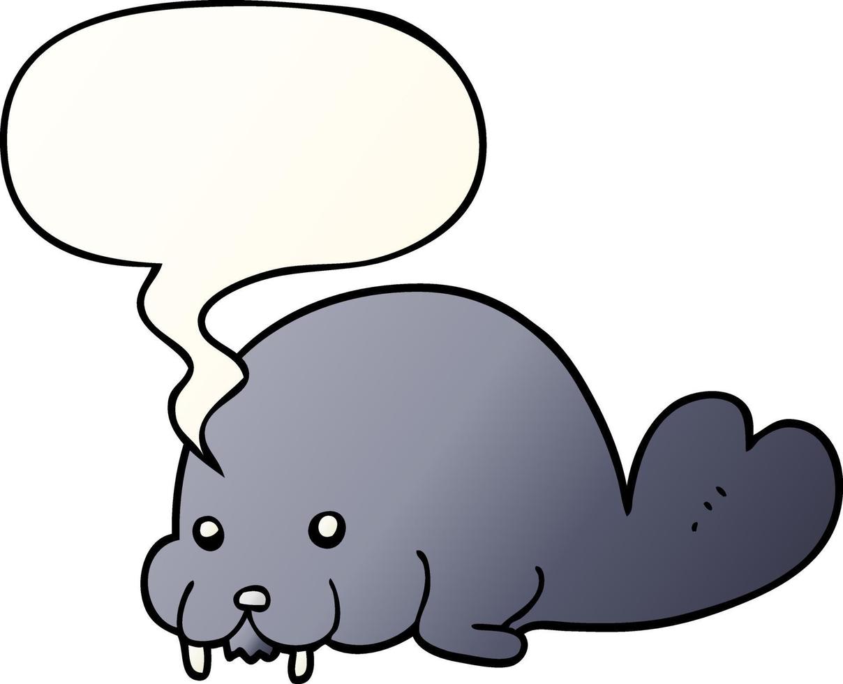 cute cartoon walrus and speech bubble in smooth gradient style vector