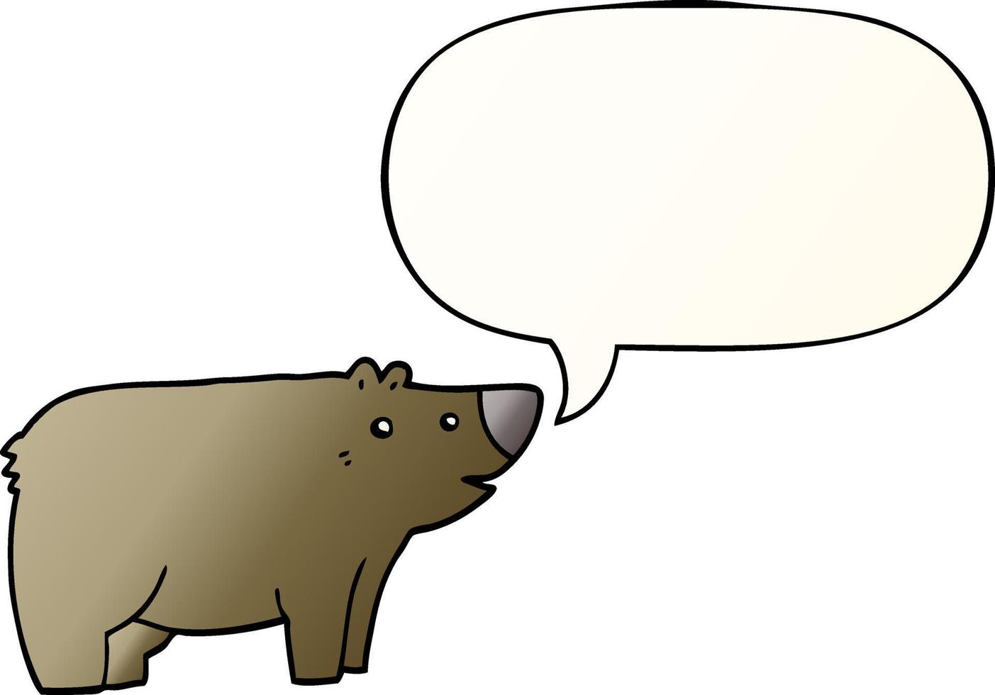 cartoon bear and speech bubble in smooth gradient style vector