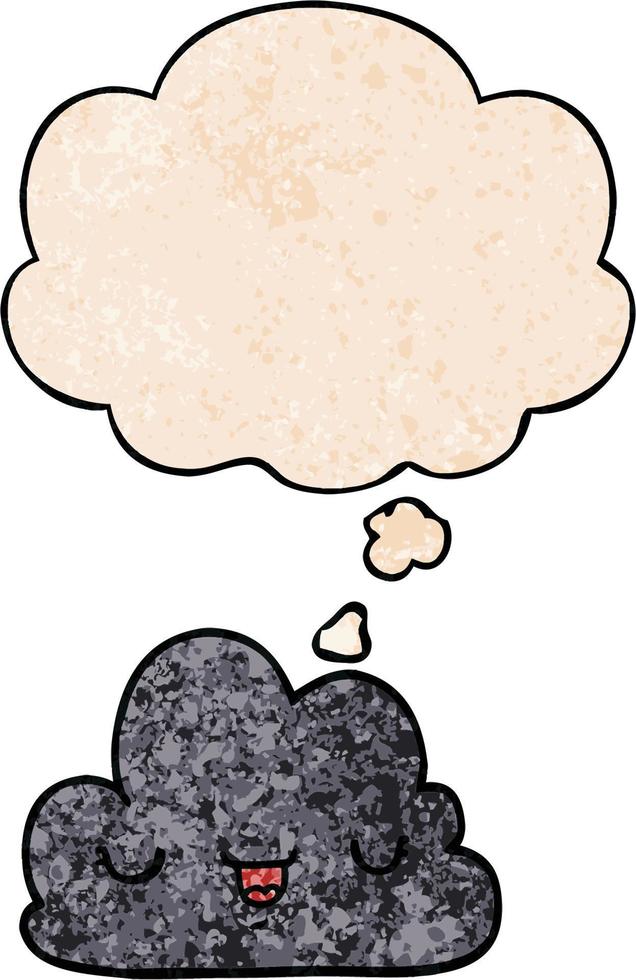 cute cartoon cloud and thought bubble in grunge texture pattern style vector