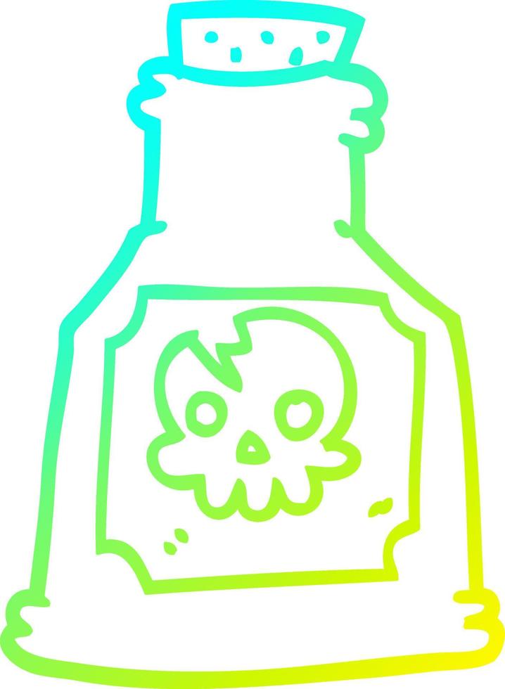 botella de veneno de dibujos animados de dibujo de línea de gradiente frío vector