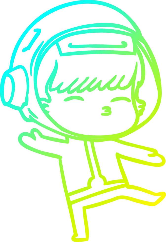 cold gradient line drawing cartoon curious astronaut vector