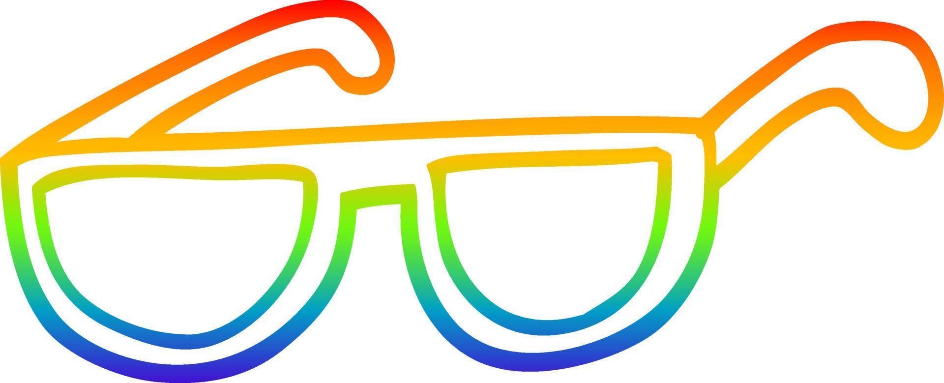 rainbow gradient line drawing cartoon sunglasses vector