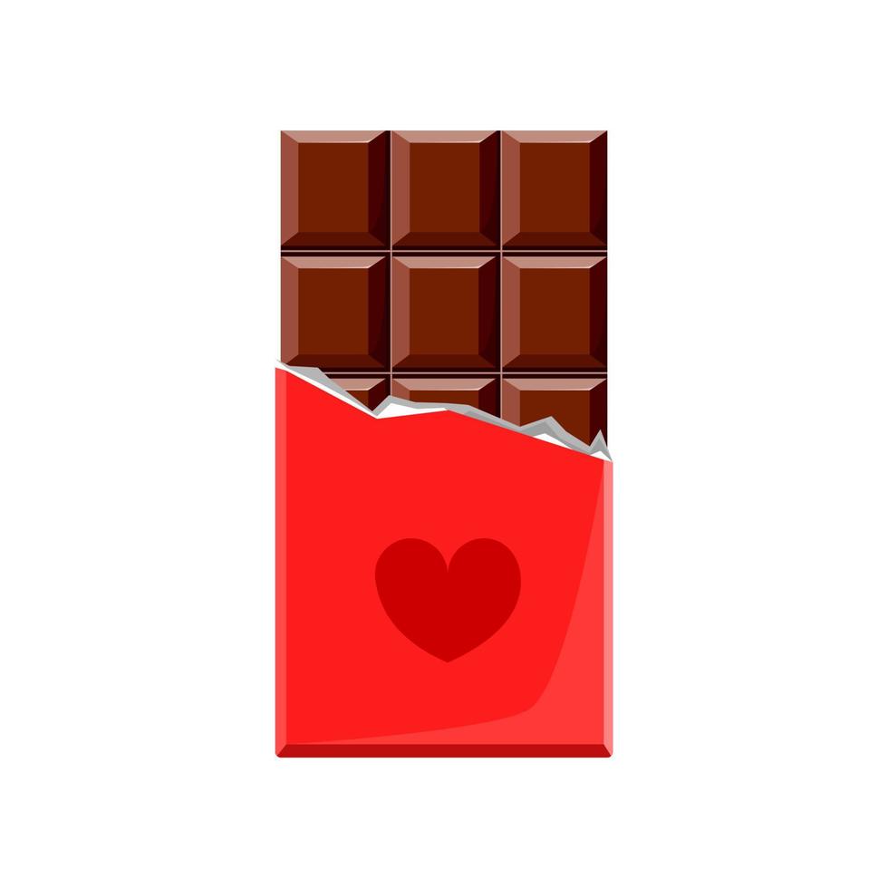 barra de chocolate de dibujos animados en un envoltorio. icono vectorial resaltado en un fondo blanco. vector