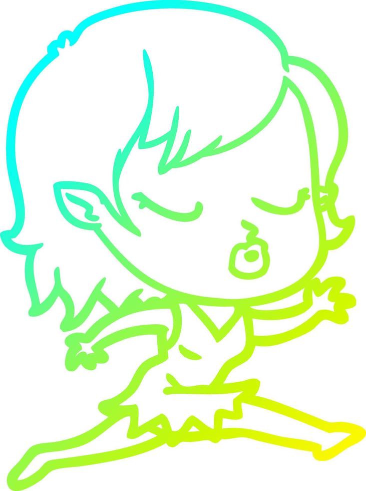 cold gradient line drawing cute cartoon vampire girl vector