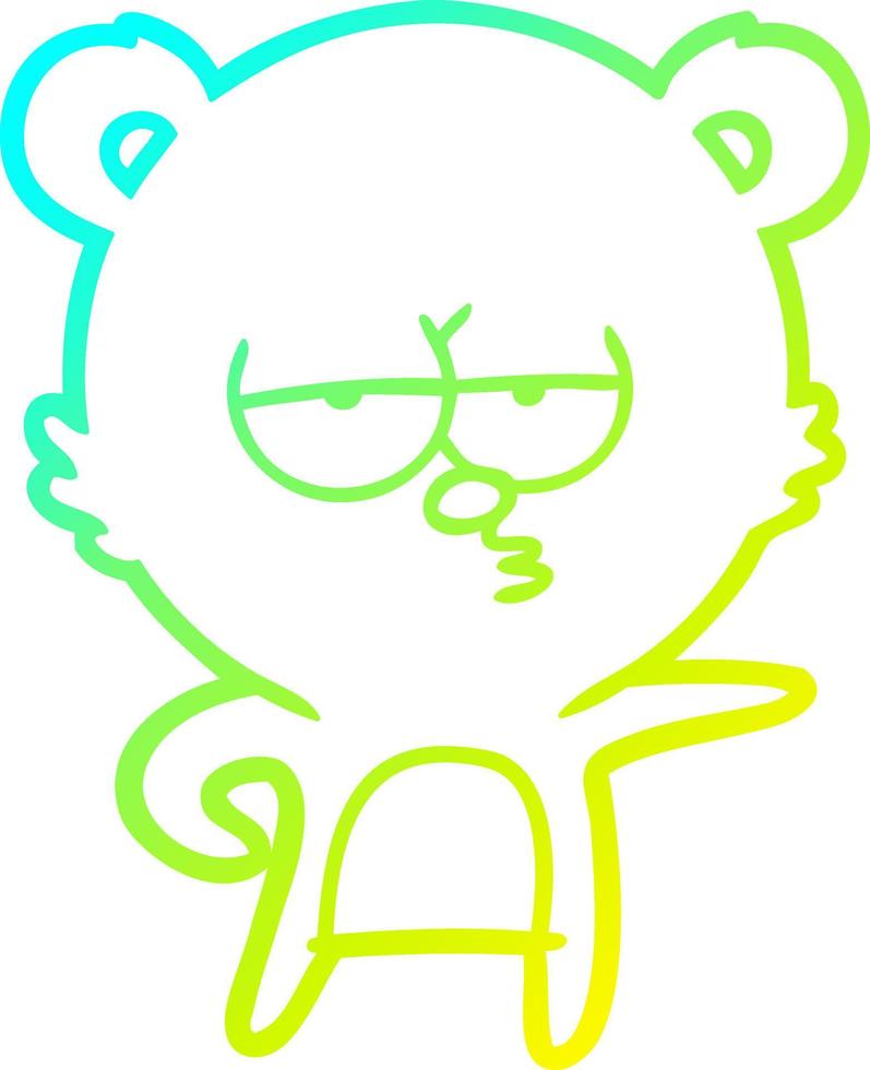 cold gradient line drawing bored bear cartoon vector